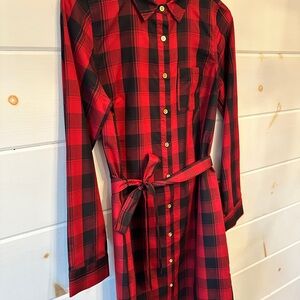 The Limited Plaid Red and Black Shirt Dress